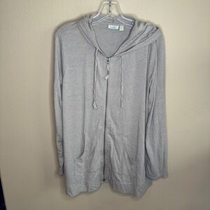 Logo Lounge by Lori Goldstein Gray Zip Up Hoodie Size L